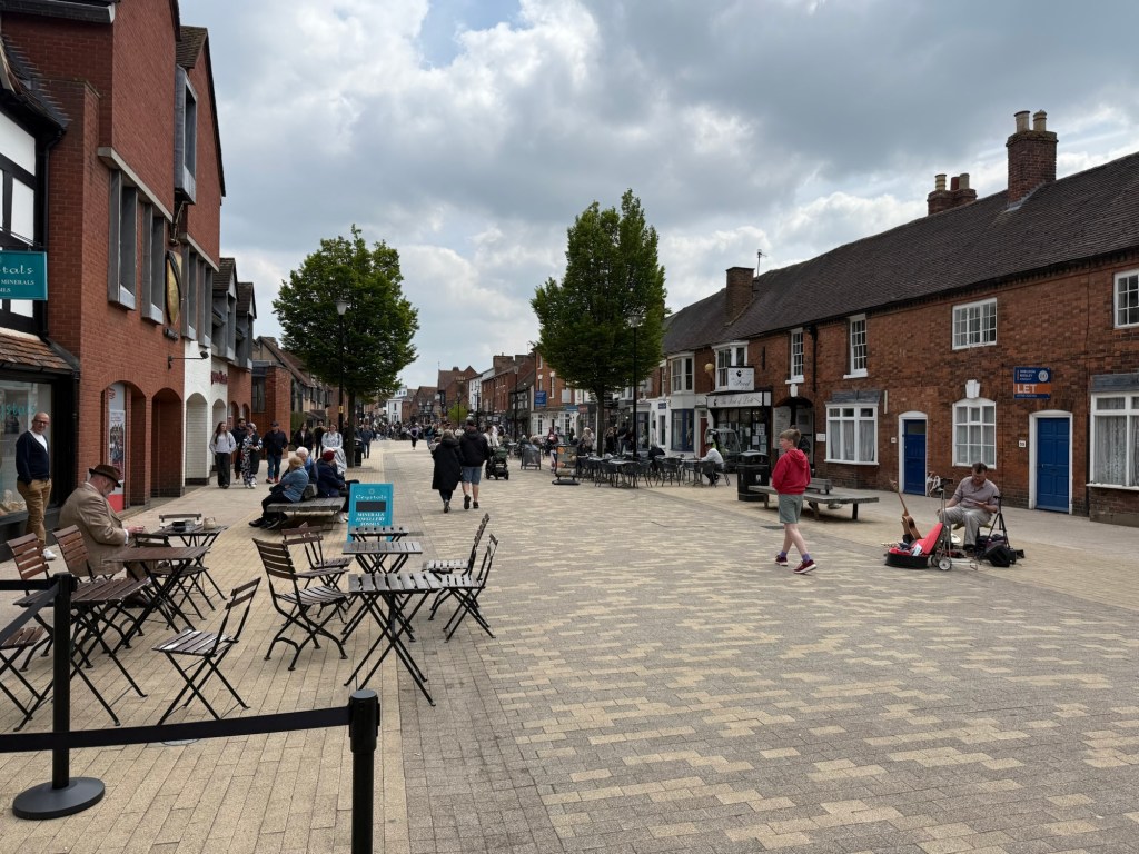 The village street showing the old buildings and diners 
