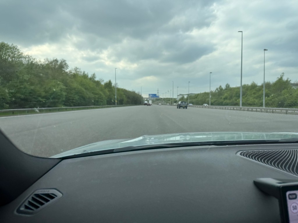 A lane-free stretch of highway immediately after the toll booth