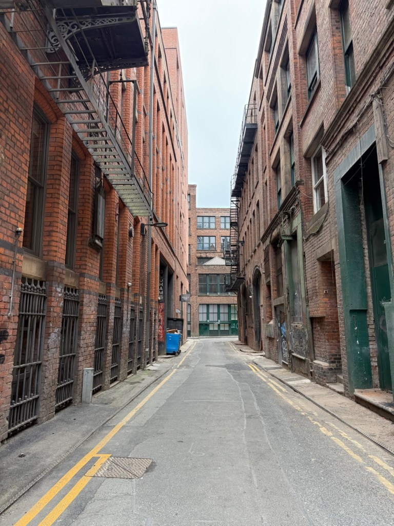 A Manchester street featuring the iconic red bricks