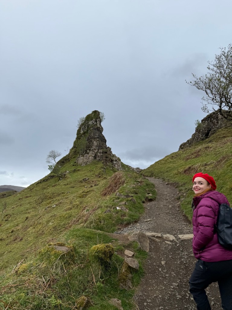 Chantal hiking up to the top of the Fairy Glen.