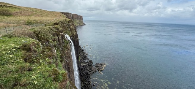 View of waterfall from Kilt Rock.